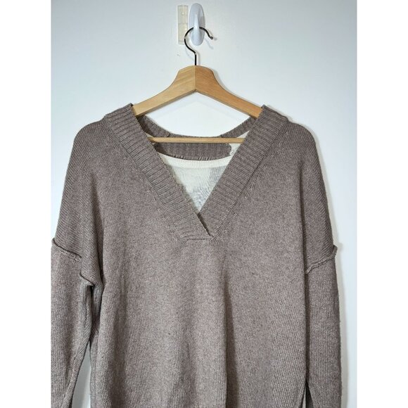 Brochu Walker Beige V-Neck Sweater S Womens Wool & Cashmere Blend - Picture 2 of 8